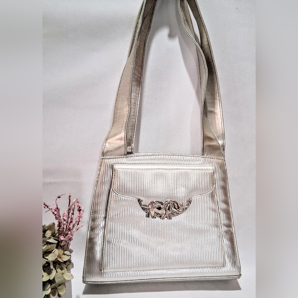 Vintage (70s/80s) TangoBag - Silver Metallic w/ Elephant Medallion - HTF!